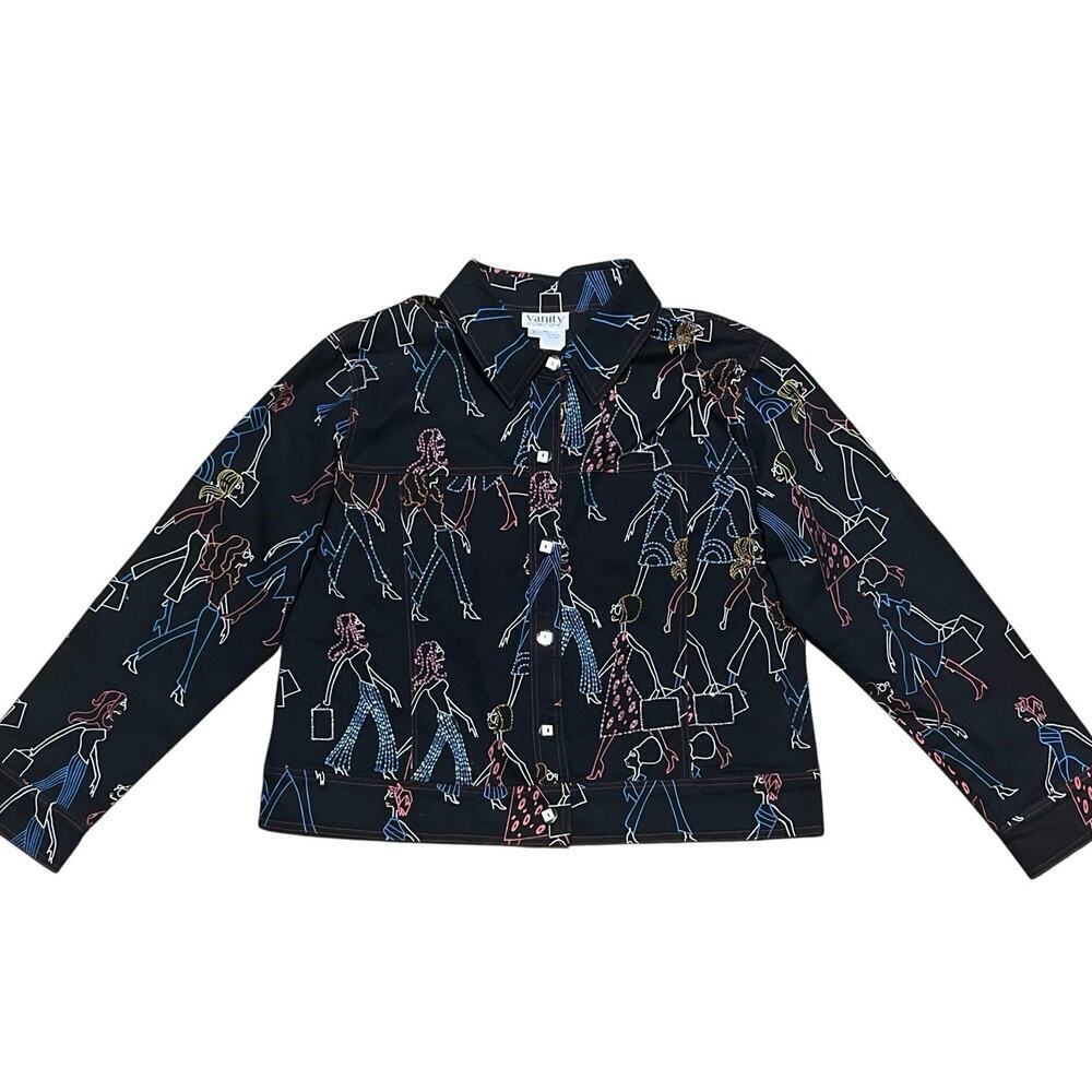 Vtg Vanity Collection Beaded Deco Pop Art Jacket Women’s L Fashionista Kitschy